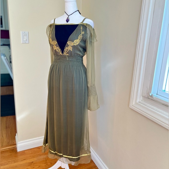 Vintage Y2K Ethereal Elven Fairy Medieval Renaissance Dress Whimsygoth Maxi S - Picture 5 of 11